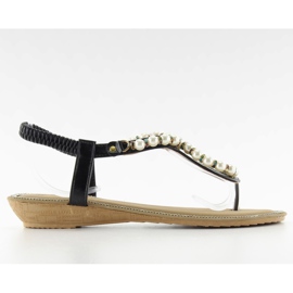 Sandałki z perełkami 2017-25 Black czarne