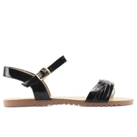 Sandałki Z Błyszczącymi Paseczkami H8-72 czarne