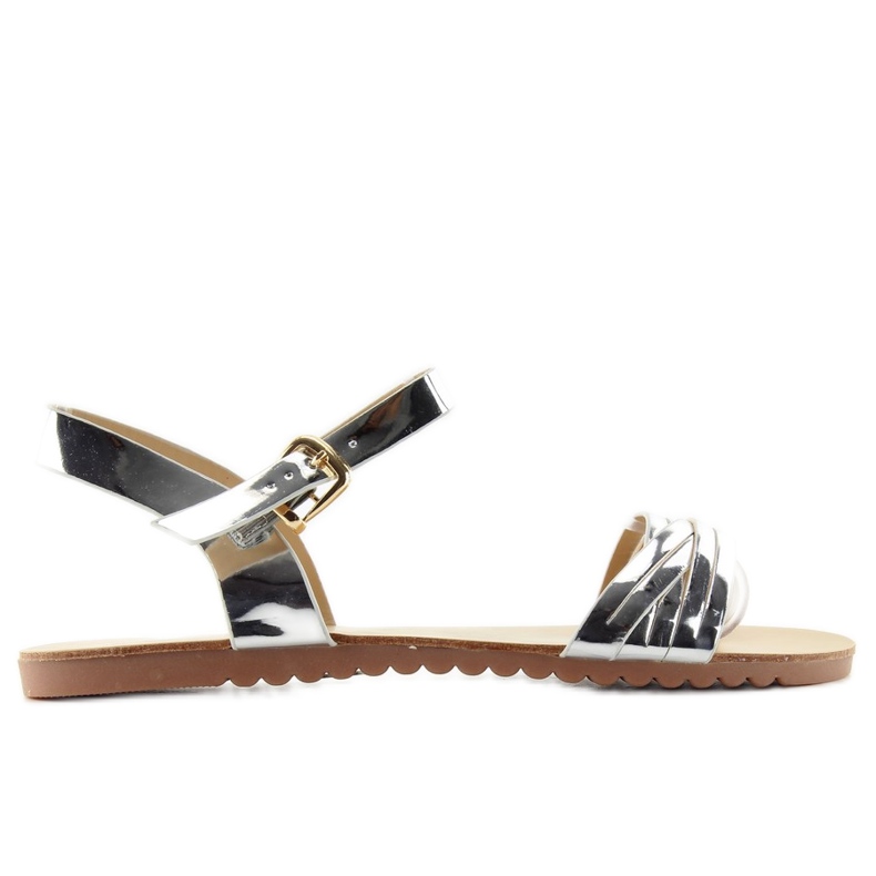 Sandałki Z Błyszczącymi Paseczkami H8-72 szare