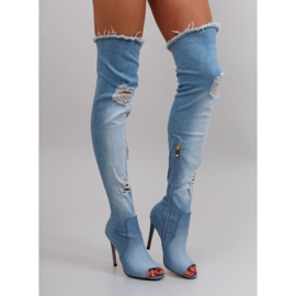 Jeansowe muszkieterki z dziurami blue niebieskie