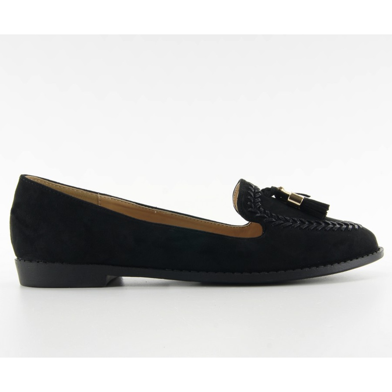 Mokasyny z obszywanymi noskami SK28P Black czarne