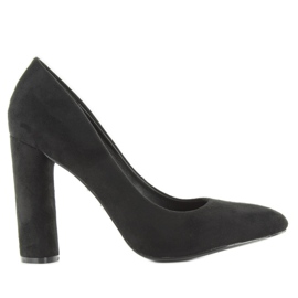 Czółenka na owalnym słupku le027p Black czarne