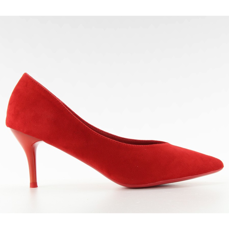 Niskie szpilki z wcięciem ll-98p Red czerwone