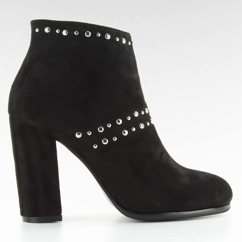 Botki na szerokim obcasie M275 black czarne