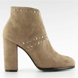 Botki na szerokim obcasie M275 khaki