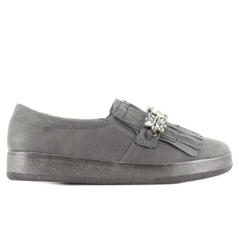 Slipony na perłowej podeszwie t277p Grey szare