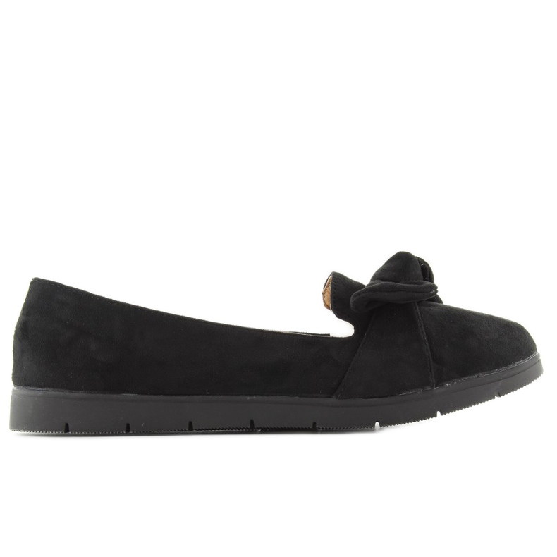 Zamszowe baleriny z kokardką sk37p Black czarne