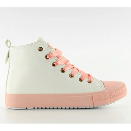 Trampki za kostkę ze podwójne sznurówki białe