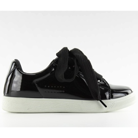 Trampki na białej podeszwie zy-7a733 black czarne