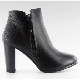 Botki na obcasie licowe f815 black czarne