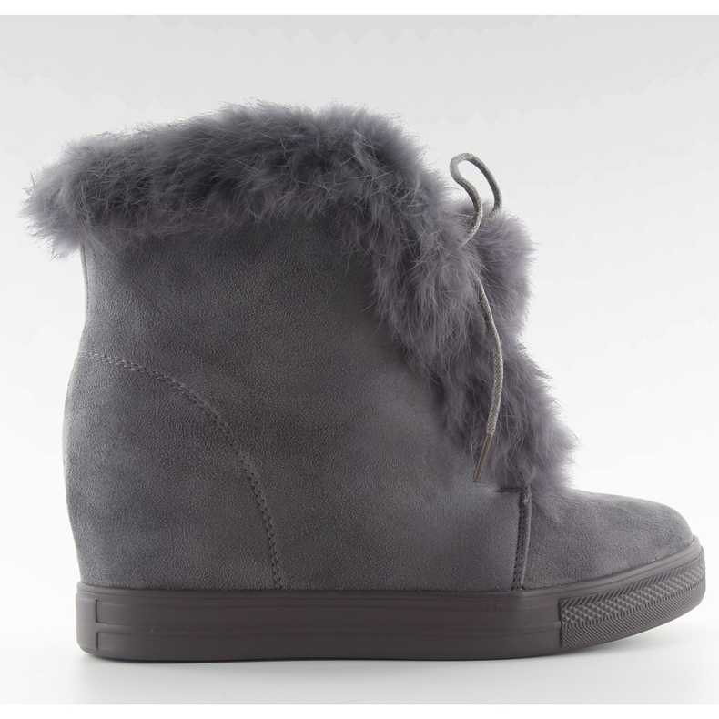 Botki na koturnie z puszkiem nc99 grey szare