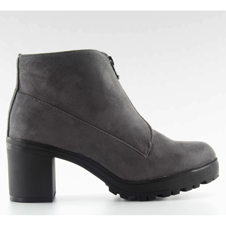 Botki zamszowe na obcasie szare 669-4 grey