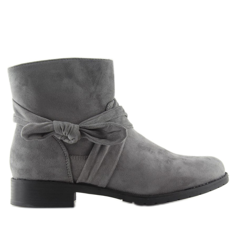 Botki Zamszowe Z Kokardką B7713 Grey szare