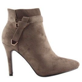 Botki Na Szpilce Brązowe F74