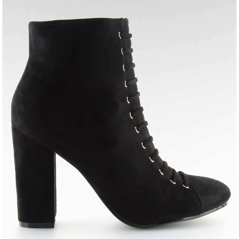 Botki na obcasie zamszowe czarne black