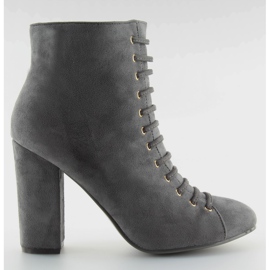 Botki na obcasie zamszowe szare TS03P grey