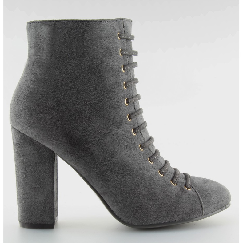 Botki na obcasie zamszowe szare TS03P grey