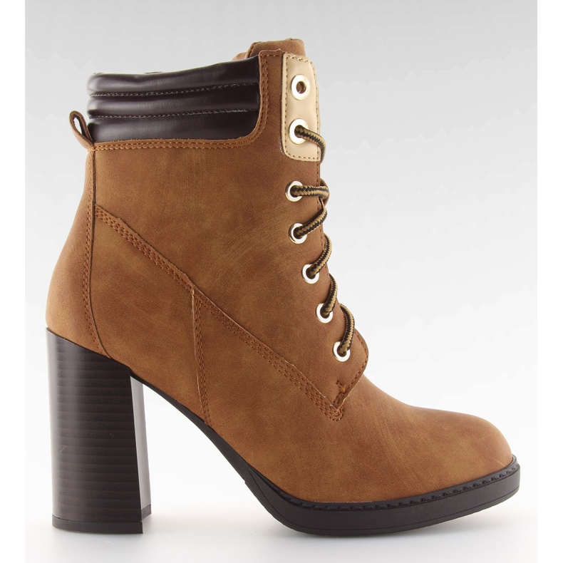 Timberki na obcasie brązowe NS05P camel