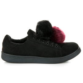 Vices New Collection Trampki Z Odpinanymi Pomponami czarne