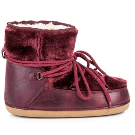Ideal Shoes Śniegowce bordo czerwone