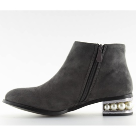 Botki sztyblety z perłami szare wd33p Grey
