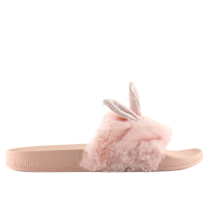 Klapki Z Futerkiem I Uszkami Różowe 58-21
