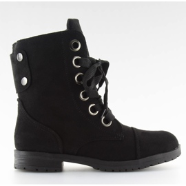 Botki workery sznurowanie czarne 8901 Black