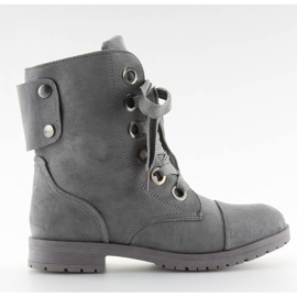 Botki workery sznurowanie szare 8901 grey