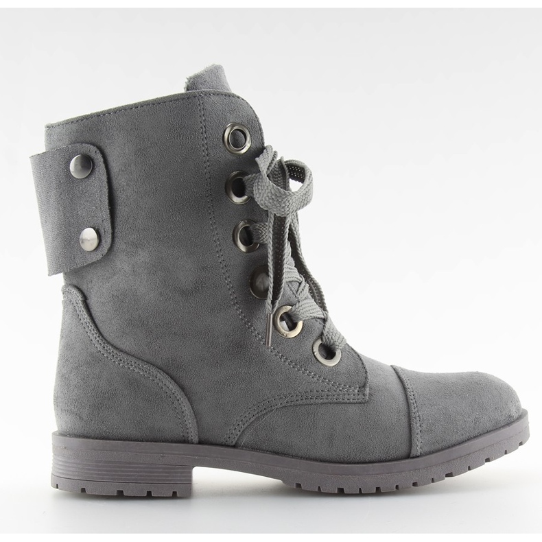 Botki workery sznurowanie szare 8901 grey