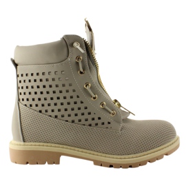 Ażurowe balmanki złoty suwak szare R103 Grey