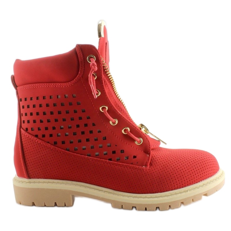 Ażurowe balmanki złoty suwak czerwone R103 Red