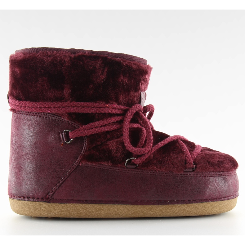 Śniegowce moon z futerkiem bordowe hw9501 Bordeaux czerwone