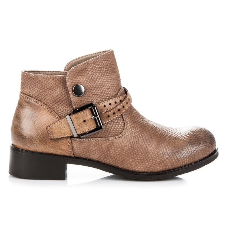 Botki niskie ze wzorem brązowe