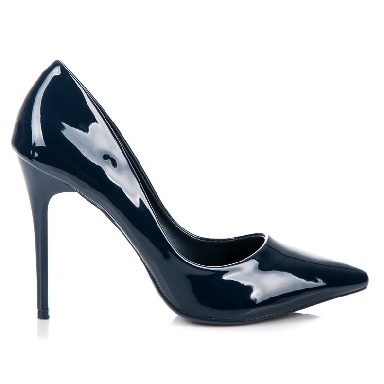 Comer Granatowe lakierowane szpilki niebieskie