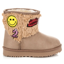 Kylie Mukluki Z Naszywkami brązowe