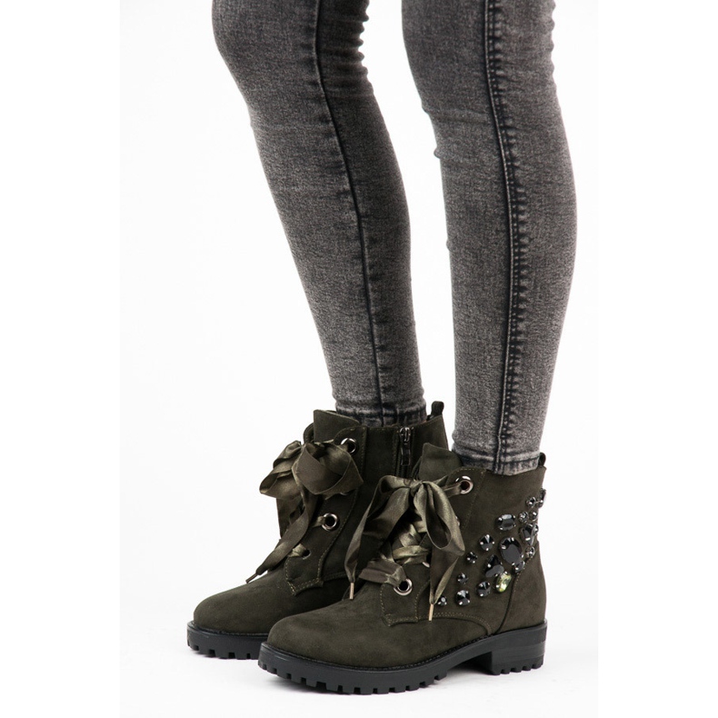 Vices Workery Wiązane Wstążką zielone