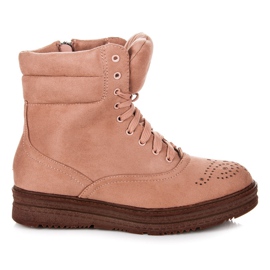 Vices Wiązane botki na platformie różowe