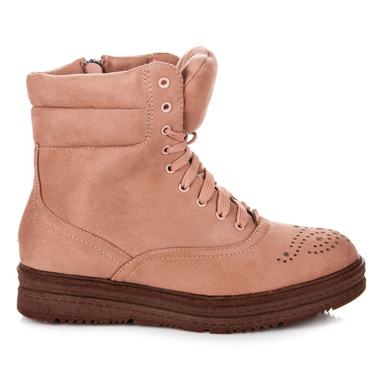 Vices Wiązane botki na platformie różowe