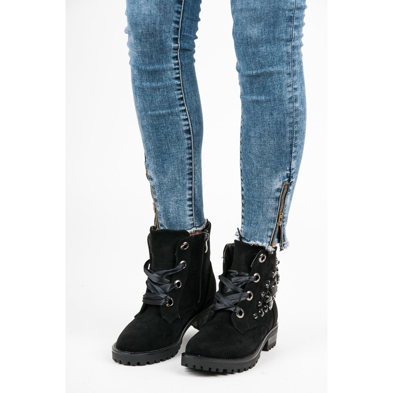 Vices Workery Wiązane Wstążką czarne