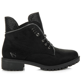 Vices Stylowe botki na wiązanie czarne