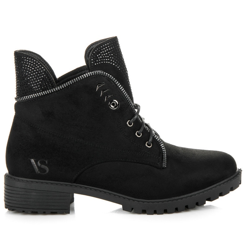 Vices Stylowe botki na wiązanie czarne