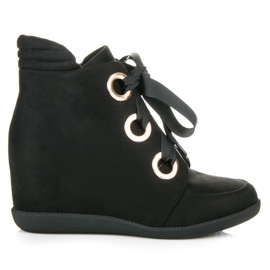 Kylie Botki wiązane wstążką czarne