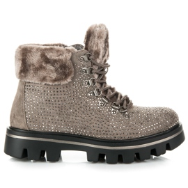 Kylie Stylowe botki z protektorem brązowe