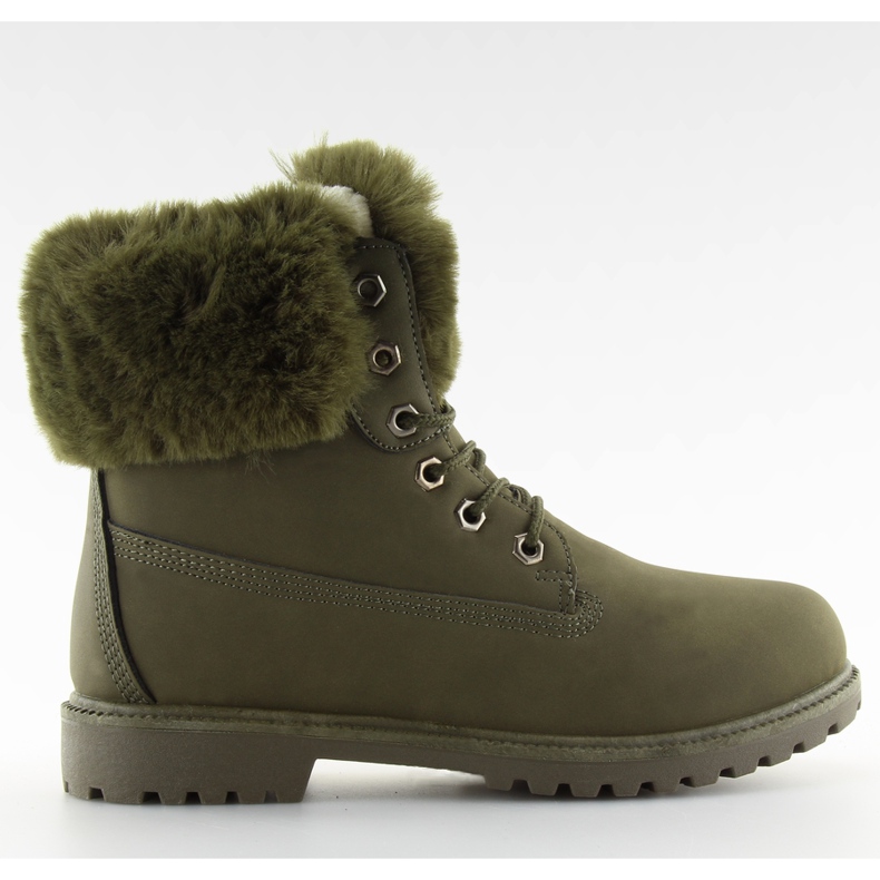 Ocieplane timberki z futerkiem zielone