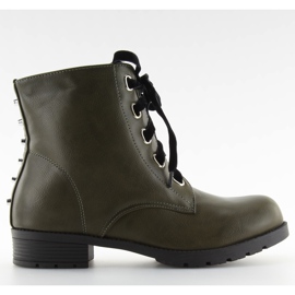 Botki glany z ćwiekami zielone army green