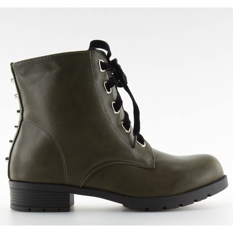 Botki glany z ćwiekami zielone army green