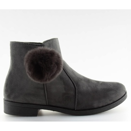 Botki damskie z pomponem szare X-15 grey