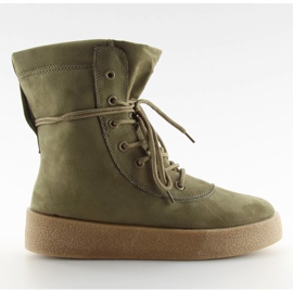 Botki na wysokiej podeszwie zielone green