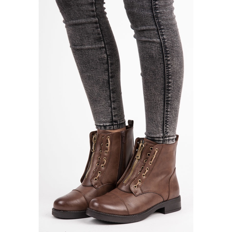 Ch. Creation Wiązane Botki Workery brązowe