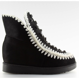 Botki na koturnie czarne DD62P black